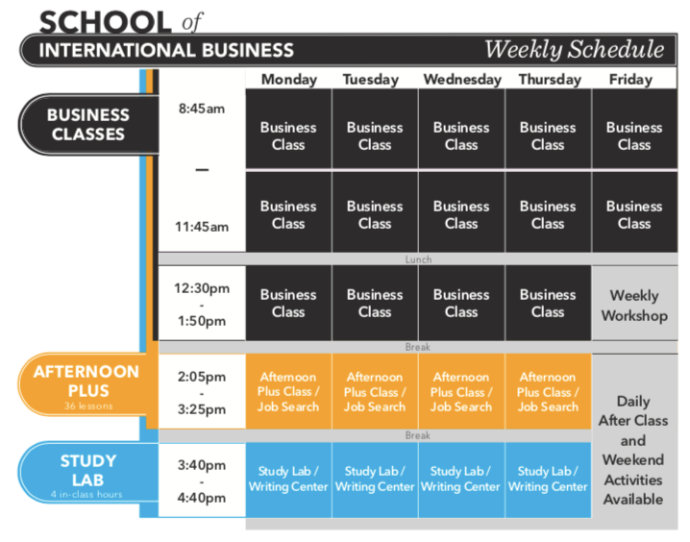 VGC International College Business-Schedule