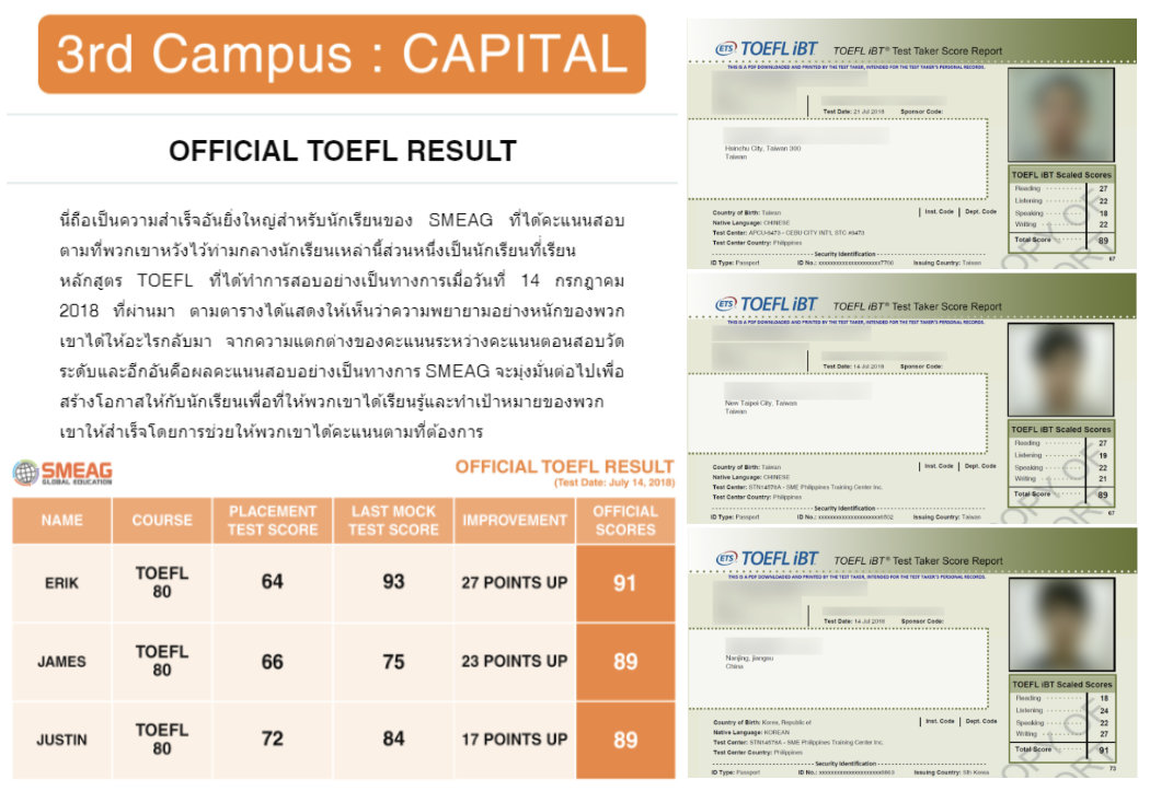 SMEAG Official TOEFL Result